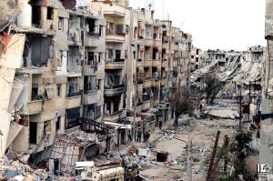 Homs, al-Qussour, mars 2014 Le quartier où habitait la famille de notre cousin avant de devoir se déplacer en mars 2012 
