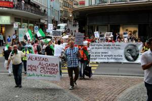 Lausanne, 07 août 2014. Des rassemblements contre Daech (al-Qaïda) et Assad ont eu lieu depuis août 2013.