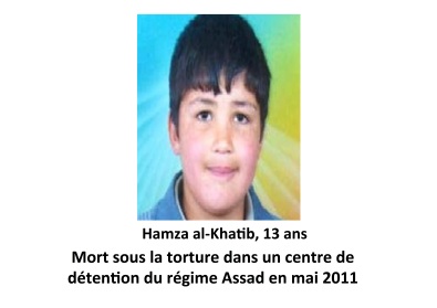 Hamza al-Khatibe 13 ans, torturé à mort en mai 2011